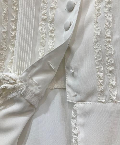 INGEBORG（インゲボルグ）INGEBORG (インゲボルグ) レースリボンフリルブラウス ホワイト サイズ:記載なしの古着・服飾アイテム