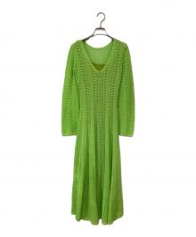 Ameri（アメリ）の古着「MEDI LACE MESH KNIT FLARE DRESS」｜グリーン