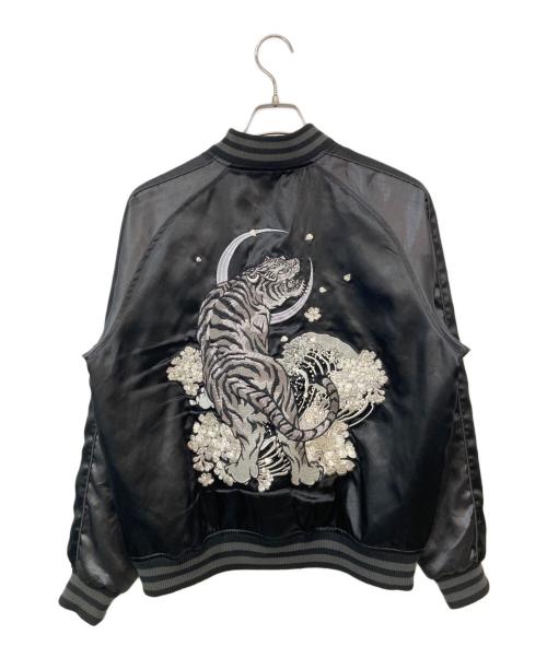 朧（オボロ）朧 (オボロ) 三日月と虎 柄 スカジャン ブラック サイズ:SIZE Lの古着・服飾アイテム