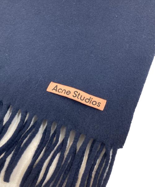 Acne studios（アクネ ストゥディオス）Acne studios (アクネ ストゥディオス) フリンジウールスカーフ - スキニー ネイビーの古着・服飾アイテム