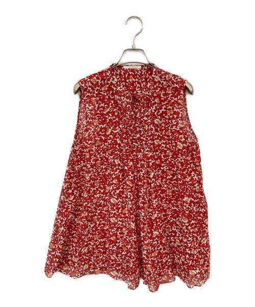 SOULEIADO（ソレイアード）SOULEIADO (ソレイアード) コットンプリント ノースリーブブラウス レッド サイズ:SIZE 36の古着・服飾アイテム