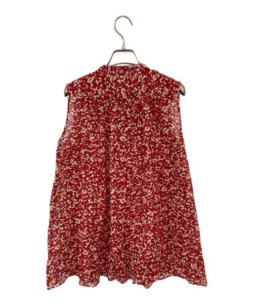 SOULEIADO（ソレイアード）SOULEIADO (ソレイアード) コットンプリント ノースリーブブラウス レッド サイズ:SIZE 36の古着・服飾アイテム