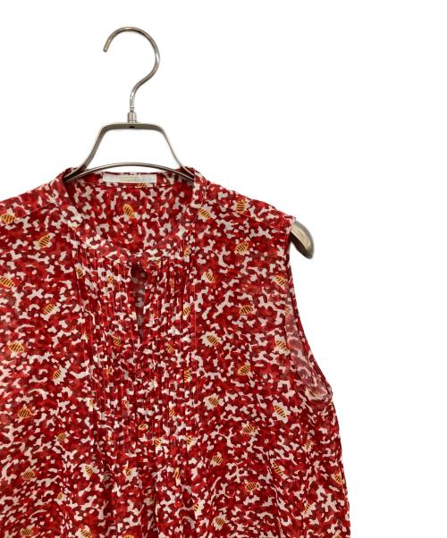 SOULEIADO（ソレイアード）SOULEIADO (ソレイアード) コットンプリント ノースリーブブラウス レッド サイズ:SIZE 36の古着・服飾アイテム
