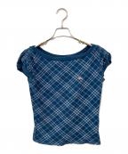 BURBERRY BLUE LABELバーバリーロンドンブルーレーベル）の古着「チェックカットソー」｜ネイビー