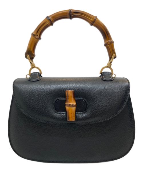 GUCCI（グッチ）GUCCI (グッチ) ターンロックバンブー 2WAYハンドバッグ ブラックの古着・服飾アイテム