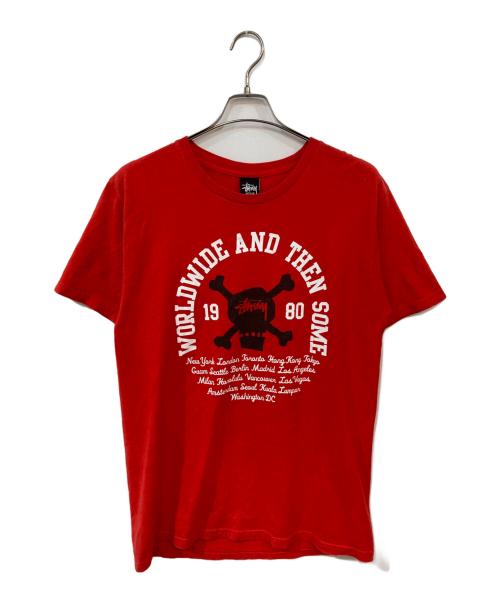 stussy（ステューシー）stussy (ステューシー) プリントTシャツ レッド サイズ:Mの古着・服飾アイテム