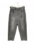 9090（9090）の古着「King Logo Wide Tuck Denim Pants/キングロゴワイドタックデニムパンツ」｜グレー