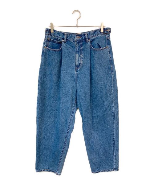 9090（9090）9090 (9090) King Logo Wide Tuck Denim Pants/キングロゴワイドタックデニムパンツ インディゴ サイズ:SIZE Mの古着・服飾アイテム