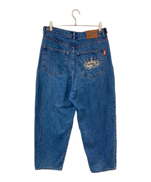9090（9090）9090 (9090) King Logo Wide Tuck Denim Pants/キングロゴワイドタックデニムパンツ インディゴ サイズ:SIZE Mの古着・服飾アイテム