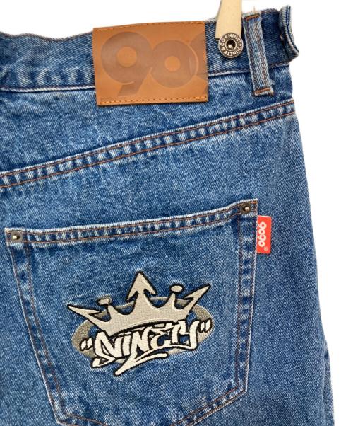 9090（9090）9090 (9090) King Logo Wide Tuck Denim Pants/キングロゴワイドタックデニムパンツ インディゴ サイズ:SIZE Mの古着・服飾アイテム