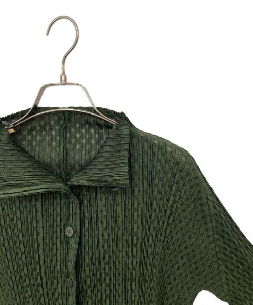 PLEATS PLEASE（プリーツプリーズ）PLEATS PLEASE (プリーツプリーズ) プリーツカーディガン グリーン サイズ:3の古着・服飾アイテム