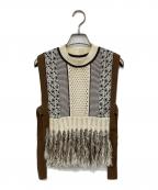 PUBLIC TOKYOパブリックトウキョウ）の古着「ジャガードフリンジニットベスト」｜ブラウン