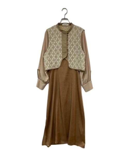 PUBLIC TOKYO（パブリックトウキョウ）PUBLIC TOKYO (パブリックトウキョウ) ジャガードマルチレイヤーワンピース ブラウン サイズ:FREEの古着・服飾アイテム