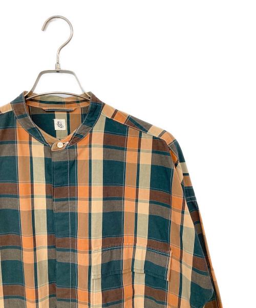 KAPTAIN SUNSHINE（キャプテンサンシャイン）KAPTAIN SUNSHINE (キャプテンサンシャイン) Fly Front Band Collar Shirts/フライフロントバンドカラーシャツ ブラウン サイズ:SIZE 36の古着・服飾アイテム