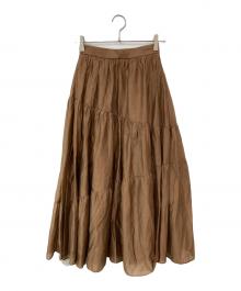 HER LIP TO（ハーリップトゥ）の古着「Asymmetry Tiered Skirt/アシンメトリーティアードスカート」｜ブラウン