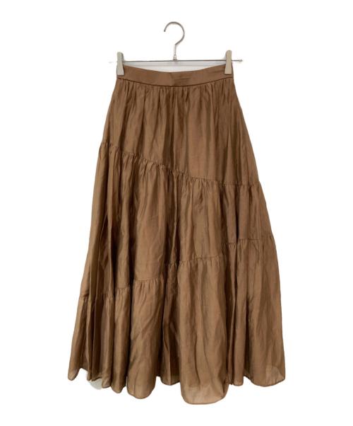 HER LIP TO（ハーリップトゥ）HER LIP TO (ハーリップトゥ) Asymmetry Tiered Skirt/アシンメトリーティアードスカート ブラウン サイズ:SIZE Sの古着・服飾アイテム