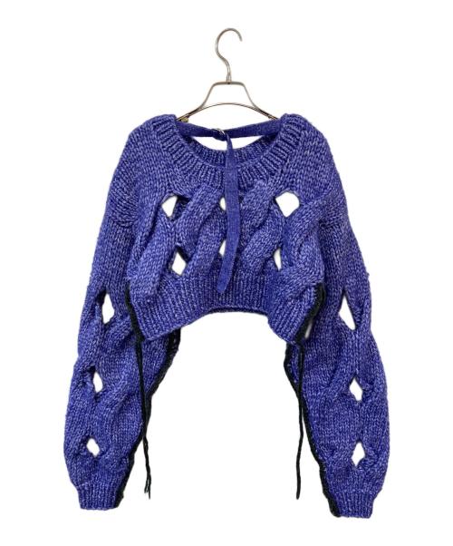 MAISON SPECIAL（メゾンスペシャル）MAISON SPECIAL (メゾンスペシャル) Cable Slit Hand Short Knit/ケーブルスリットハンドショートニット ネイビー サイズ:SIZE Freeの古着・服飾アイテム