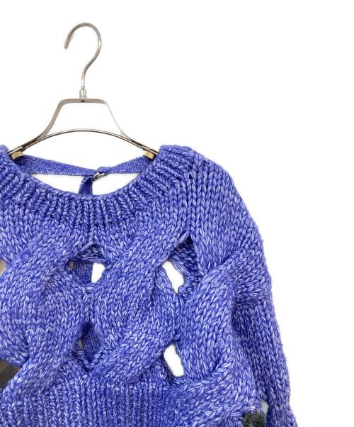 MAISON SPECIAL（メゾンスペシャル）MAISON SPECIAL (メゾンスペシャル) Cable Slit Hand Short Knit/ケーブルスリットハンドショートニット ネイビー サイズ:SIZE Freeの古着・服飾アイテム