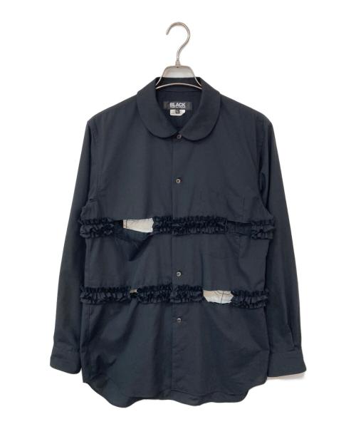 BLACK COMME des GARCONS（ブラックコムデギャルソン）BLACK COMME des GARCONS (ブラックコムデギャルソン) ラッフルトリム シャツ ブラック サイズ:Lの古着・服飾アイテム