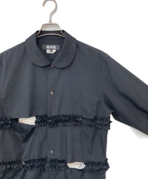 BLACK COMME des GARCONS（ブラックコムデギャルソン）BLACK COMME des GARCONS (ブラックコムデギャルソン) ラッフルトリム シャツ ブラック サイズ:Lの古着・服飾アイテム