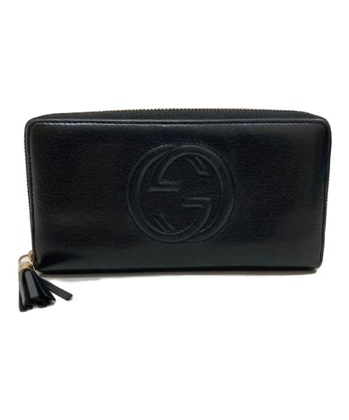 GUCCI（グッチ）GUCCI (グッチ) ラウンドファスナーウォレット ブラックの古着・服飾アイテム