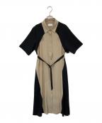 HAREハレ）の古着「バイカラー半袖ワンピース」｜ブラック