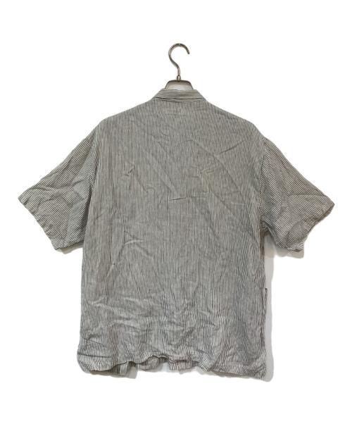 confect（コンフェクト）CONFECT (コンフェクト) リネンストライプ 半袖カバーシャツ グレー サイズ:4の古着・服飾アイテム