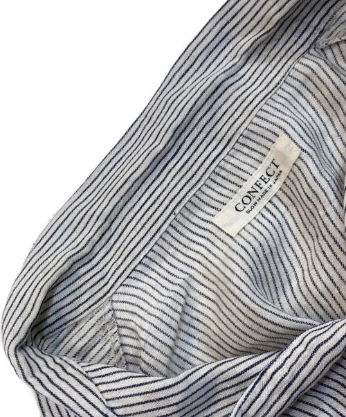 confect（コンフェクト）CONFECT (コンフェクト) リネンストライプ 半袖カバーシャツ グレー サイズ:4の古着・服飾アイテム