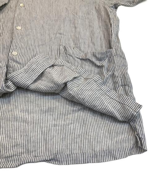 confect（コンフェクト）CONFECT (コンフェクト) リネンストライプ 半袖カバーシャツ グレー サイズ:4の古着・服飾アイテム