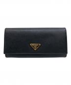 PRADAプラダ）の古着「サフィアーノレザー 長財布」｜ブラック