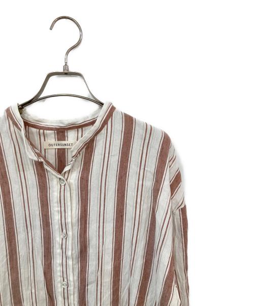outersunset（アウターサンセット）outersunset (アウターサンセット) スムースリネンストライプワンピース ホワイト サイズ:SIZE Mの古着・服飾アイテム