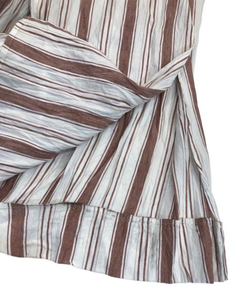 outersunset（アウターサンセット）outersunset (アウターサンセット) スムースリネンストライプワンピース ホワイト サイズ:SIZE Mの古着・服飾アイテム