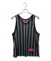 ）の古着「Stripe Mesh Tank Top/ストライプメッシュタンクトップ」｜グレー×ブラック