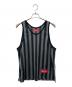SUPREME（シュプリーム）の古着「Stripe Mesh Tank Top/ストライプメッシュタンクトップ」｜グレー×ブラック