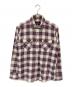 BURBERRY BLACK LABEL（バーバリーブラックレーベル）の古着「ダメージ加工チェックシャツ」｜ラベンダー