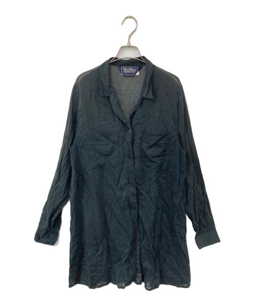 WEEKEND Max Mara（ウィークエンド マックスマーラ）Weekend Max Mara (ウィークエンド マックスマーラ) ロングシアーシャツ ブラック サイズ:Lの古着・服飾アイテム