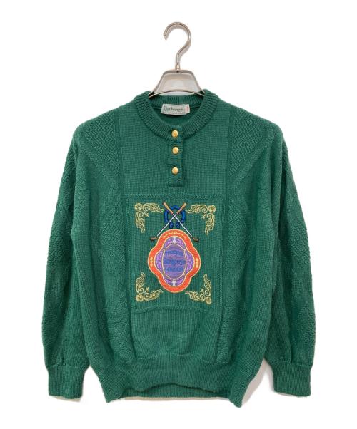 Burberry's（バーバリー）Burberry's (バーバリーズ) 刺繍ニット グリーン サイズ:SIZE Lの古着・服飾アイテム
