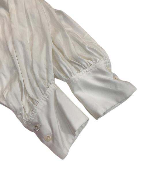 BALLSEY（ボールジィ）BALLSEY (ボールジィ) シルキーサテン ビルドネックブラウス ホワイト サイズ:SIZE 36の古着・服飾アイテム