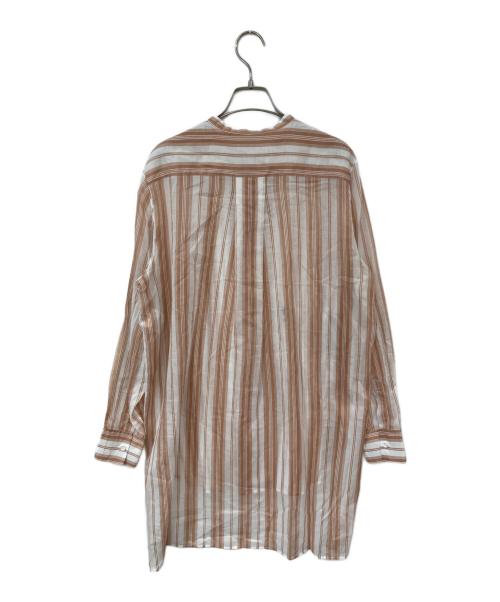 Christian Dior（クリスチャン ディオール）Christian Dior (クリスチャン ディオール) bee刺繍バンドカラーストライプシャツ オレンジ サイズ:44の古着・服飾アイテム