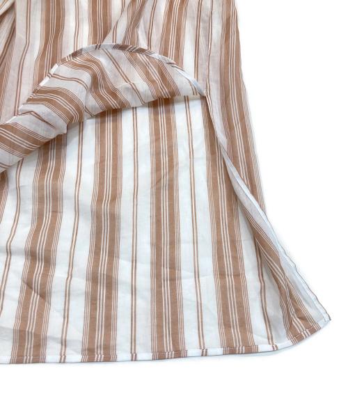 Christian Dior（クリスチャン ディオール）Christian Dior (クリスチャン ディオール) bee刺繍バンドカラーストライプシャツ オレンジ サイズ:44の古着・服飾アイテム