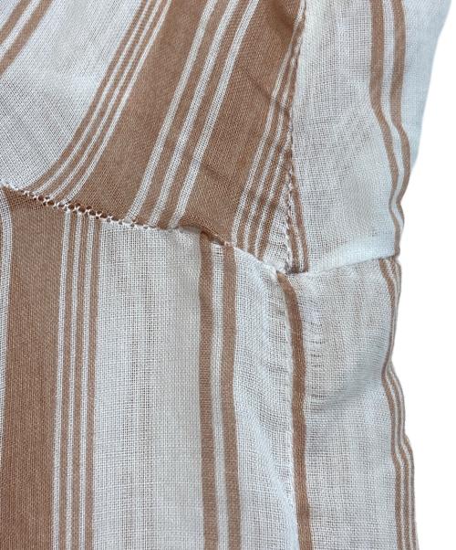 Christian Dior（クリスチャン ディオール）Christian Dior (クリスチャン ディオール) bee刺繍バンドカラーストライプシャツ オレンジ サイズ:44の古着・服飾アイテム