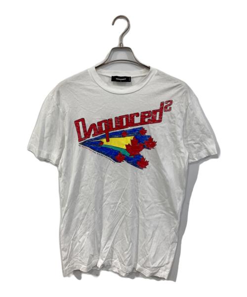DSQUARED2（ディースクエアード）DSQUARED2 (ディースクエアード) プリントTシャツ ホワイト サイズ:SIZE Lの古着・服飾アイテム