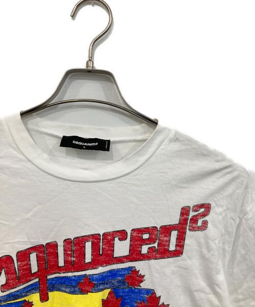 DSQUARED2（ディースクエアード）DSQUARED2 (ディースクエアード) プリントTシャツ ホワイト サイズ:SIZE Lの古着・服飾アイテム