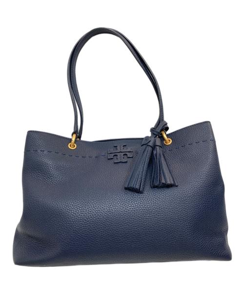 TORY BURCH（トリーバーチ）TORY BURCH (トリーバーチ) レザートートバッグ ネイビーの古着・服飾アイテム