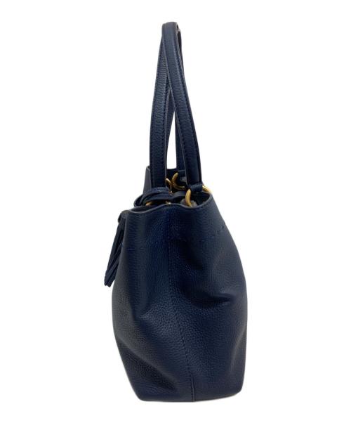 TORY BURCH（トリーバーチ）TORY BURCH (トリーバーチ) レザートートバッグ ネイビーの古着・服飾アイテム