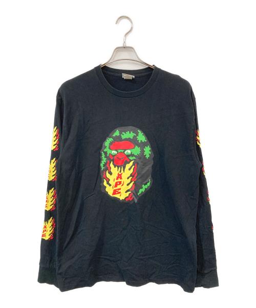 A BATHING APE（ア ベイシング エイプ）A BATHING APE (ア ベイシング エイプ) フレイム ロングスリーブカットソー ブラック サイズ:SIZE XLの古着・服飾アイテム