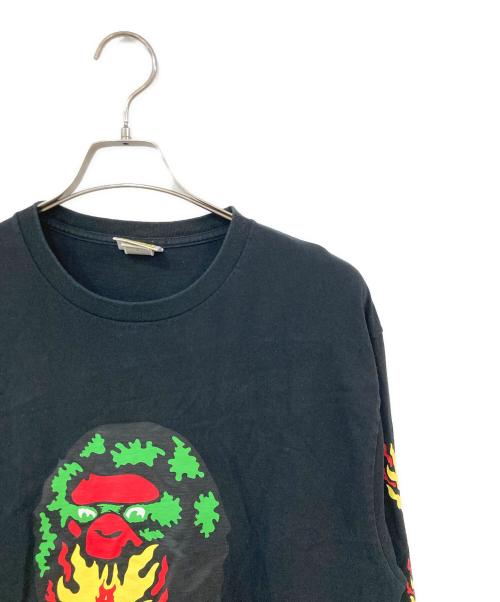 A BATHING APE（ア ベイシング エイプ）A BATHING APE (ア ベイシング エイプ) フレイム ロングスリーブカットソー ブラック サイズ:SIZE XLの古着・服飾アイテム