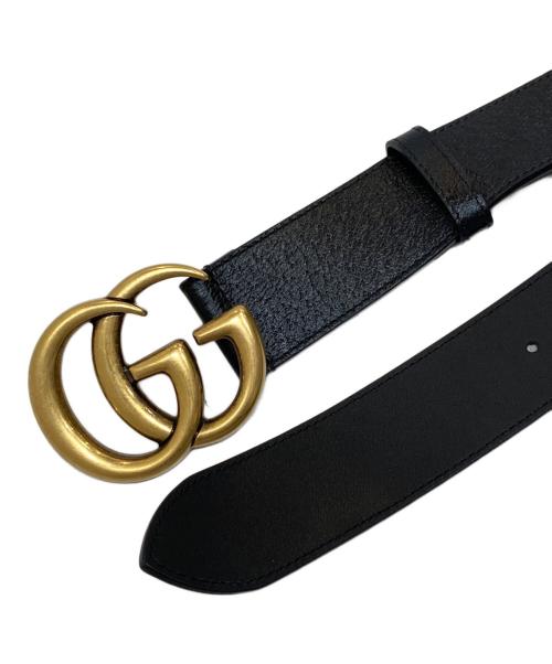GUCCI（グッチ）GUCCI (グッチ) ダブルGバックル レザーベルト ブラックの古着・服飾アイテム