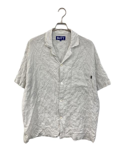 BoTT（ボット）BoTT (ボット) Windowpane S S Shirt/ウィンドウペーン・エスエス・シャツ 半袖チェックシャツ ホワイト サイズ:SIZE XLの古着・服飾アイテム