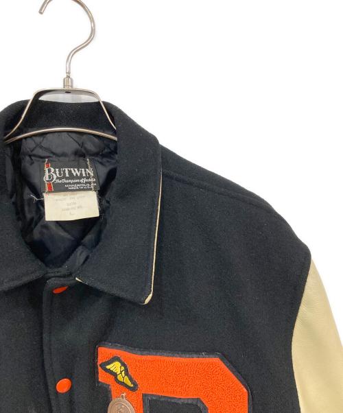 butwin（バトウィン）butwin (バトウィン) 袖レザースタジャン ブラック サイズ:SIZE Lの古着・服飾アイテム